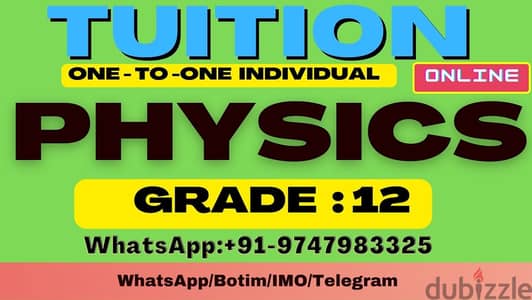 TUITION PHYSICS  CBSE  -(Grds 10, 12)  WhatsApp : +91 9747983325