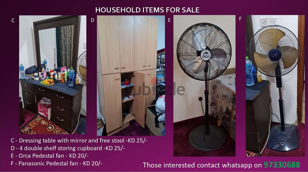 HOUSEHOLD ITEMS FOR SALE 1