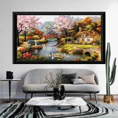 Large Cross Stitch | Chinese Garden Design | Cross Stitch Art