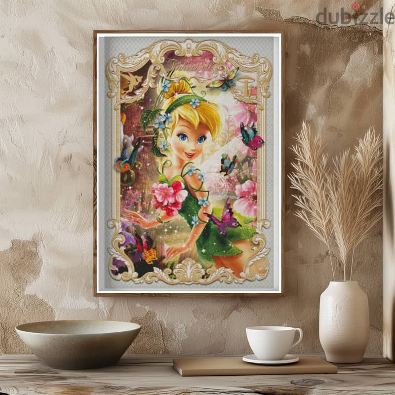 Handmade Cross Stitch Tinker Bell Art | Enchanted Fairy Design 2