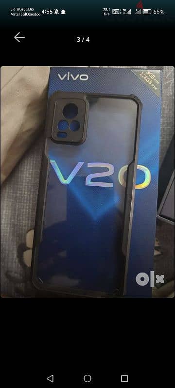 vivo v 20 good condition and box and charge availabil one back cover 1