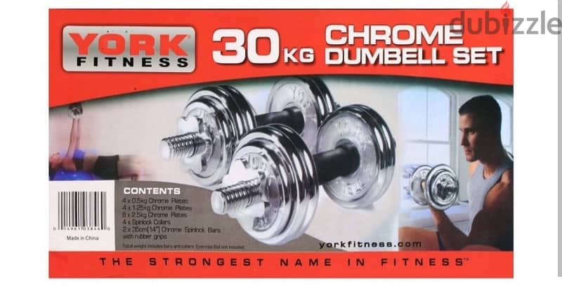 new 30 kg dumbbell silver color chrome with box and bar 11