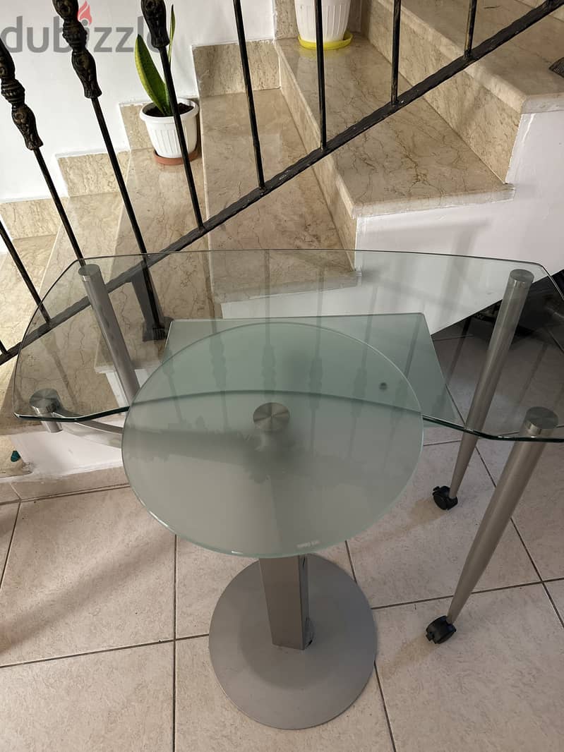 Modern Table Tempered Glass Chrome 1