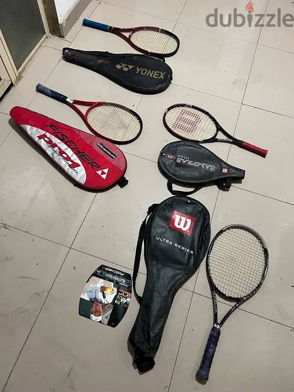 tennis racquet available new condition 4 pcs for 15 kd only 3