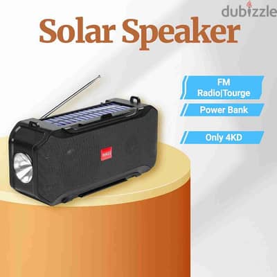 Solar-Powered Speaker with FM Radio & Flashlight