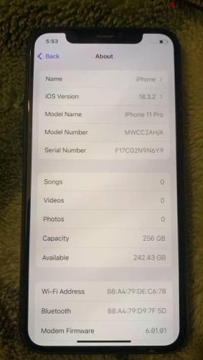 iPhone 11 Pro 256gb battery 87% not open device like new