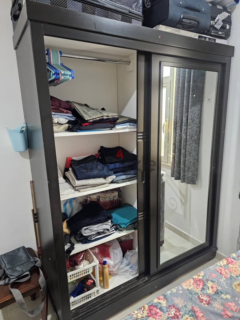 Sliding door wardrobe and bed frame along with for sale 2