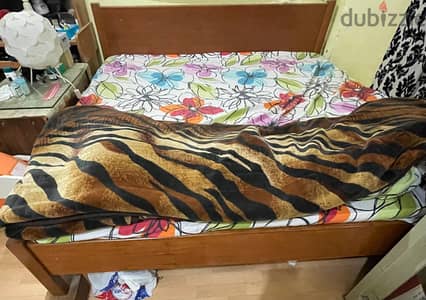 Wooden King-Sized Cot and Mattress Good Condition