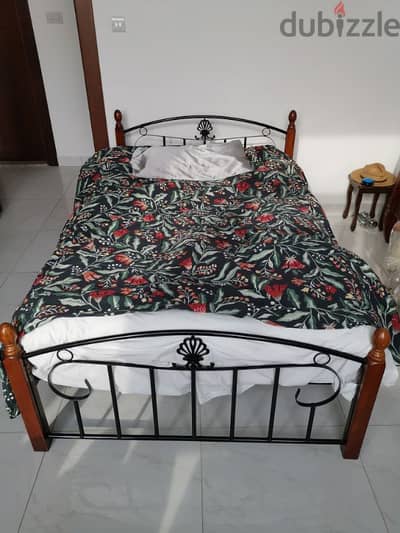 almost new couple's bed with mattress carry & go bassis