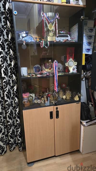 Wood with Glass Cupboard Good Condition