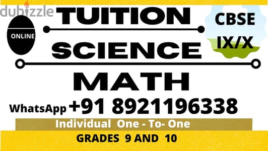 TUITION SCIENCE , MATH  FOR GRADE 9, 10 WhatsApp : +91 8921196338