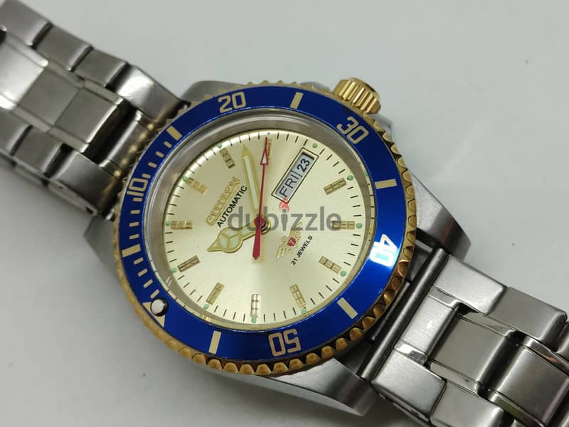 Vintage Citizen Automatic Golden Dial Day/Date Stainless Steel Men's 3