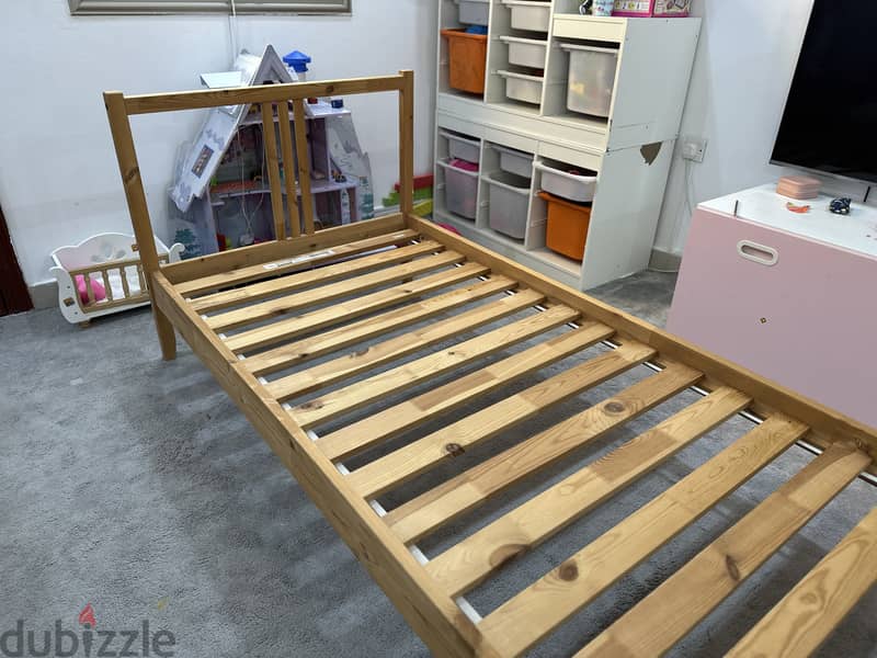 Ikea Bed frame with slatted base, solid bedroom furniture 0