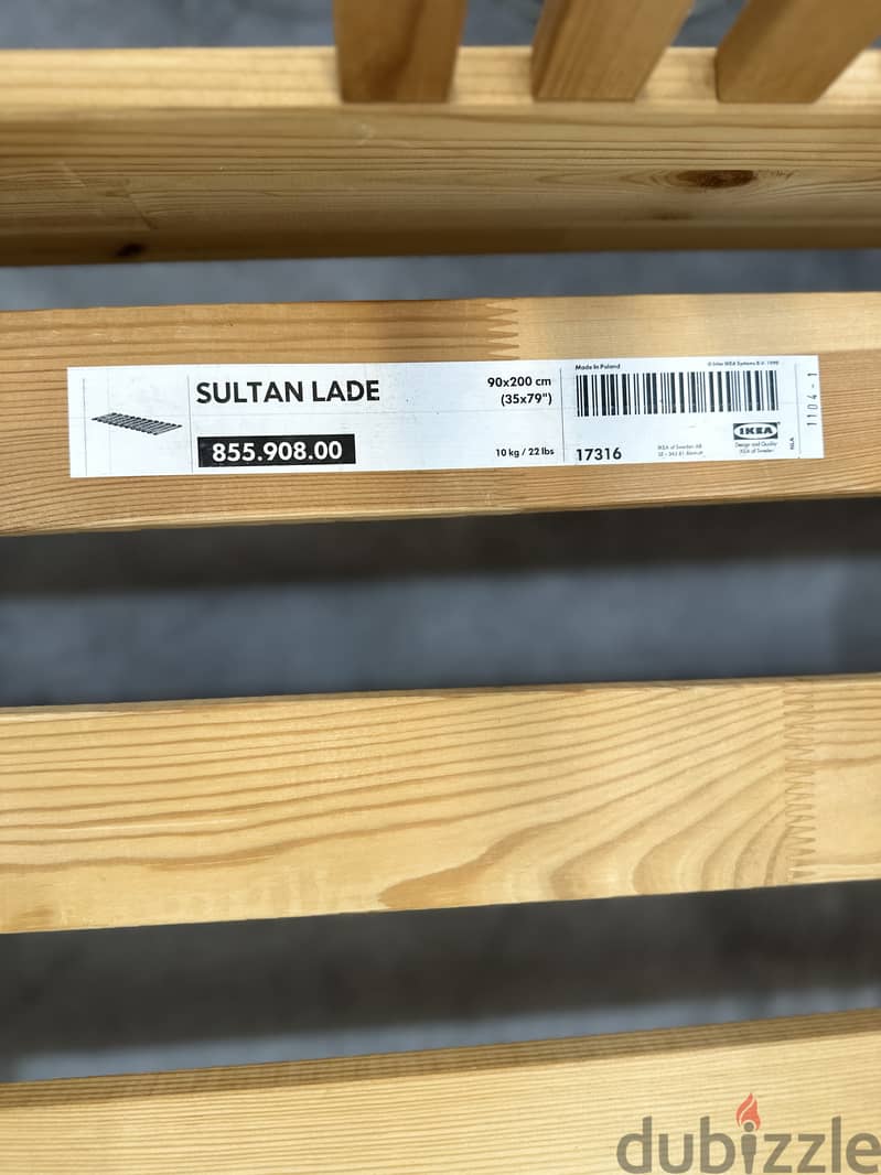 Ikea Bed frame with slatted base, solid bedroom furniture 3