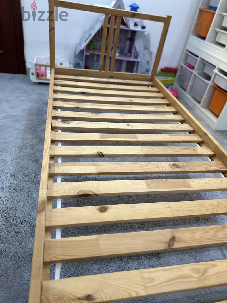 Ikea Bed frame with slatted base, solid bedroom furniture 4