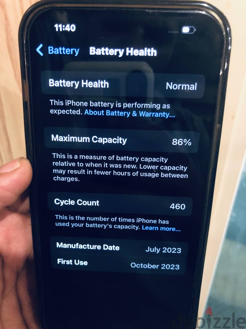 Iphone 15 plus 256gb battery capacity 86% 2