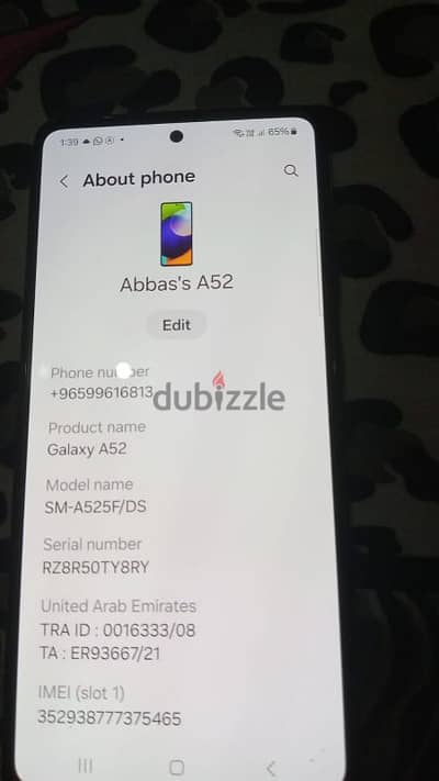 Galaxy A52 128GB RAM 8GB