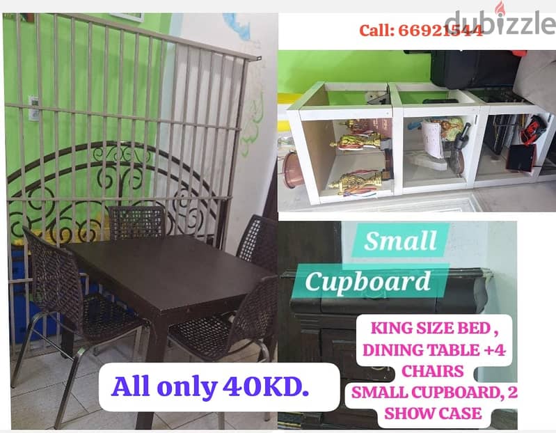 Urgent sale!!! King size bed frame ,Dining Table with 4 chairs,eyc 0