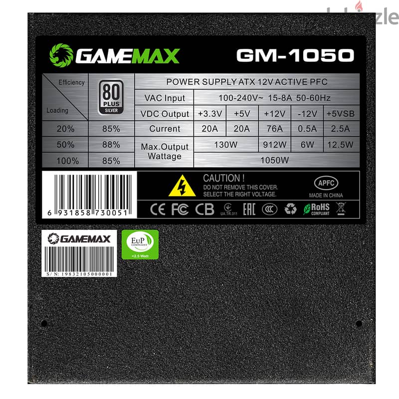 باور بحالة ممتازة للبيع GameMax GM 1050 6