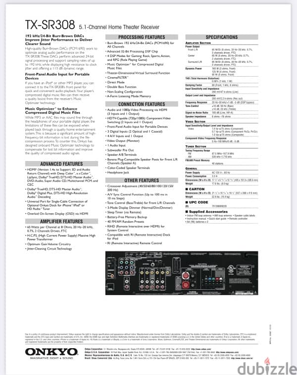 Onkyo TX-SR308 5.1 channel Home theater receiver for sell 2