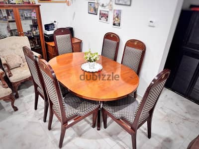 For Sale: Wooden Dining Table & 6 Upholstered Chairs