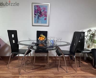 Glass Dining Table with 4 Chairs for Sale