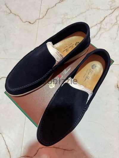 Loro Piana Suede Leather Shoes Navy Color Size 44 حذاء لورو بيانا