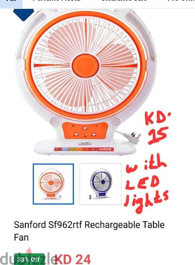 Sanford rechargeable fan