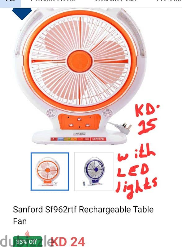 Sanford rechargeable fan 0