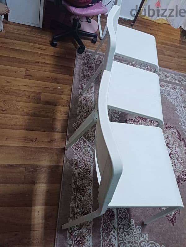 Ikea white heavy chairs and corner drower 2