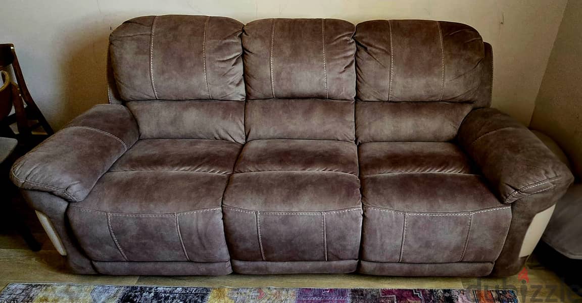 Dawson 3 Seater Fabric Recliner Sofa- 2 Years old, Sparsely Used 0