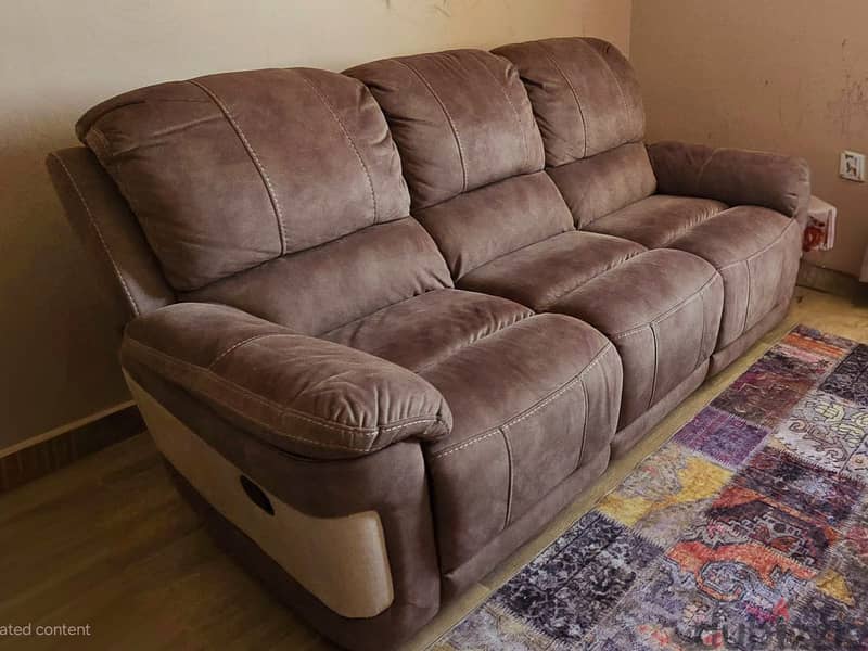 Dawson 3 Seater Fabric Recliner Sofa- 2 Years old, Sparsely Used 1