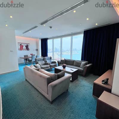 Furnished apartment with a direct sea view for rent in Salmiya, Block