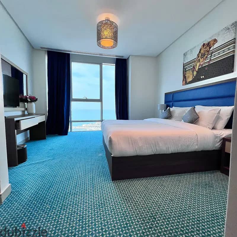 Furnished apartment with a direct sea view for rent in Salmiya, Block 2