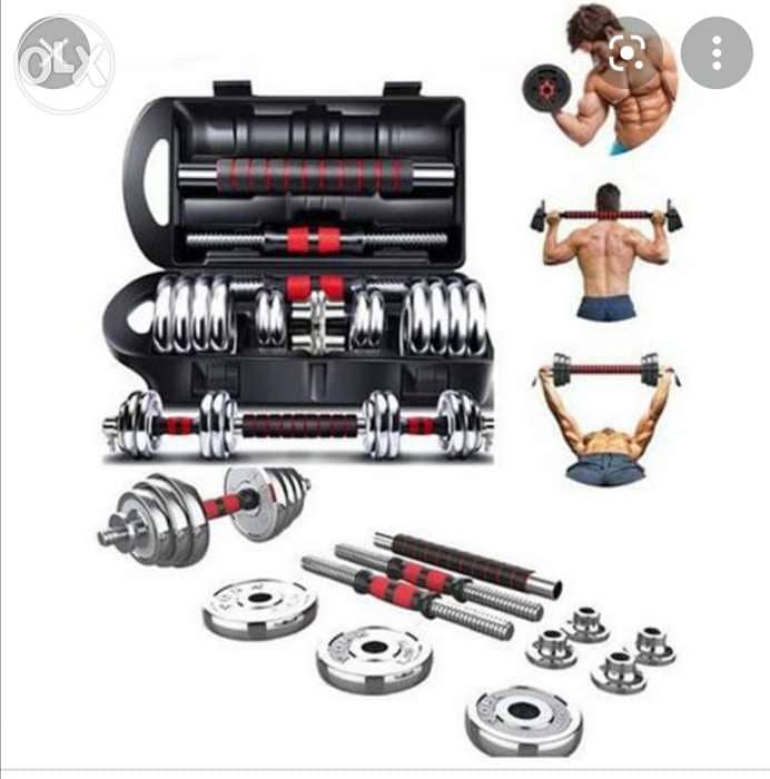 30 kg dumbbells adjustable with the bar connector free delivery 30 kd 0