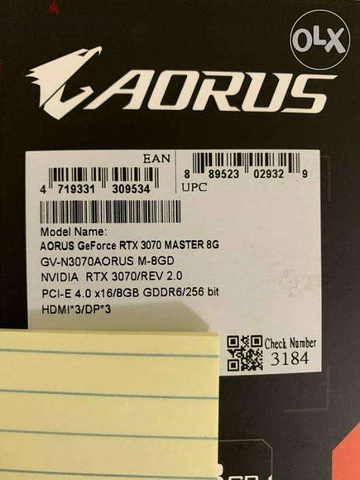 NEW GIGABYTE NVIDIA GeForce RTX 3070 AORUS Master 8 GB LHR 2