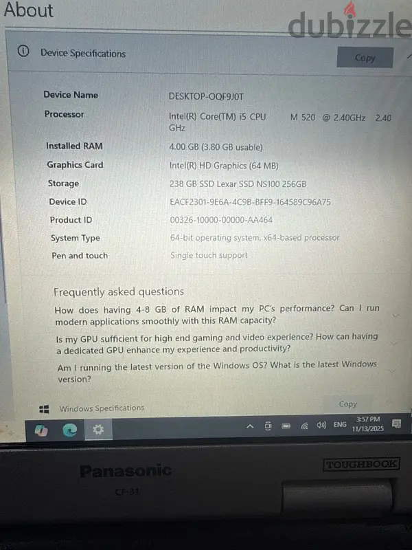 Good-condition Panasonic laptop with touch screen64389878196994127