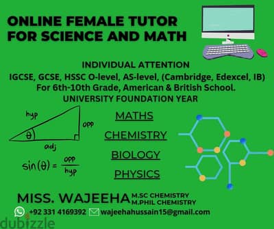 IGCSE EdExcel Online Tutor / Teacher Science Chemistry Math Subject
