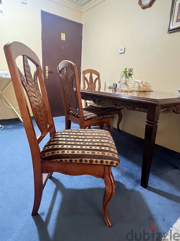 wooden solid 4 pcs dining table chairs with table or without 1