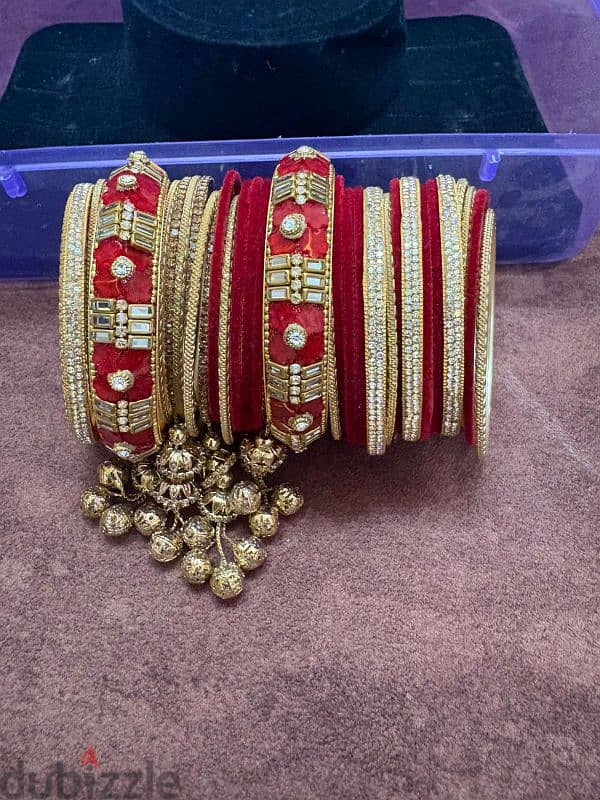 Royal Red & Gold Bridal Jewelry Set with Bangles 1