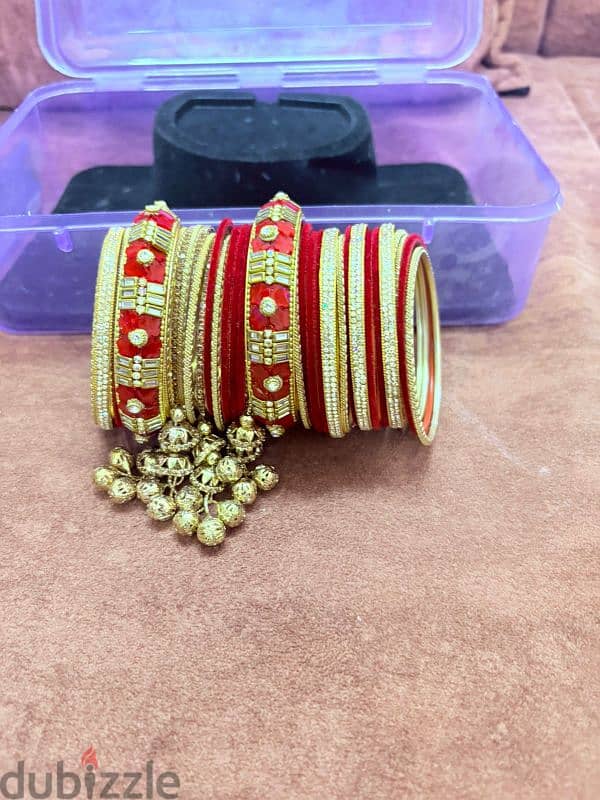 Royal Red & Gold Bridal Jewelry Set with Bangles 2