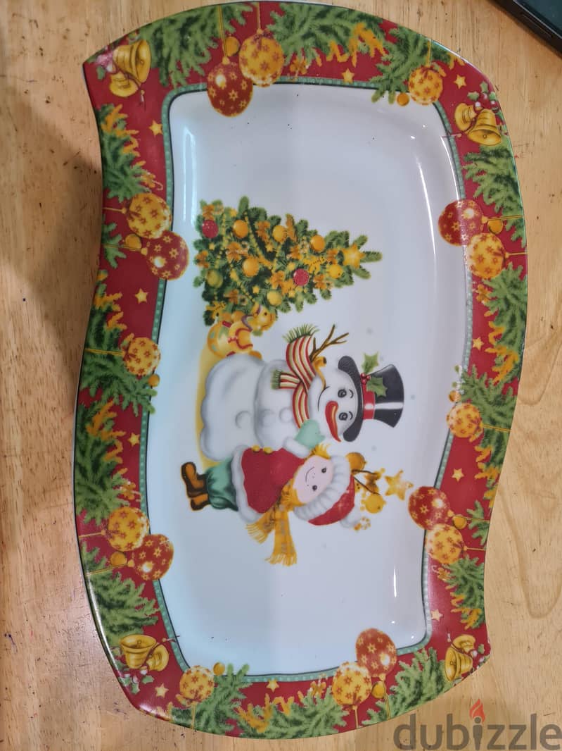 Ceramic Christmas Serving Tray Size 14 inches X 9 inches 1