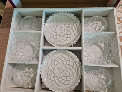 Glass Bowl and Saucers