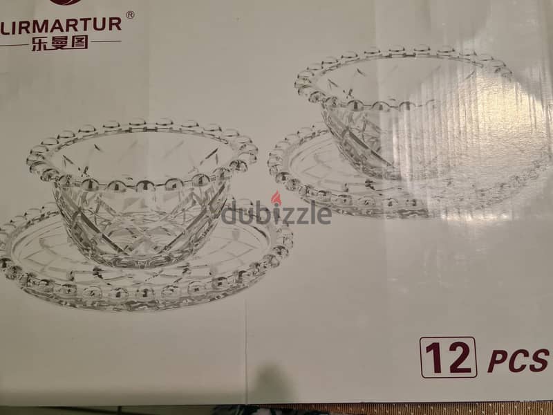 Glass Bowl and Saucers 1