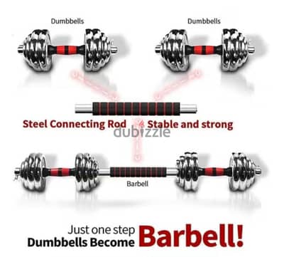 New dumbbell set 20 kg with box and bar chrome metal