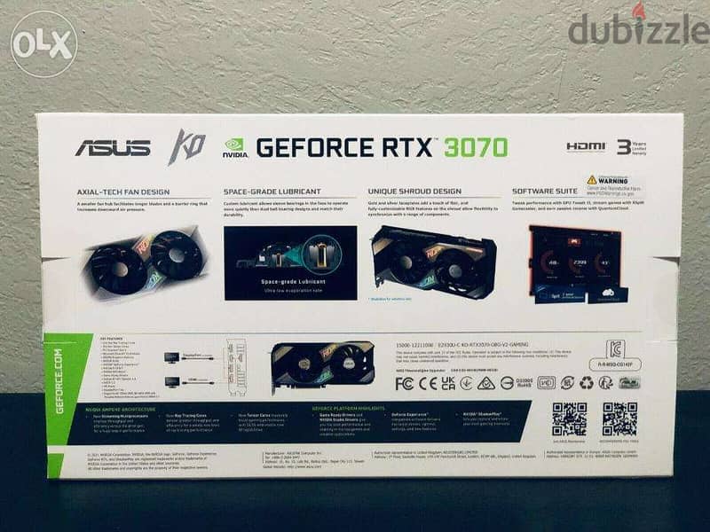 NEW ASUS KO GeForce RTX 3070 V2 8G OC LHR KO-RTX3070-O8G-V2- 1