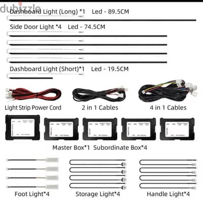 Universal car ambient lighting kit 256 RGB