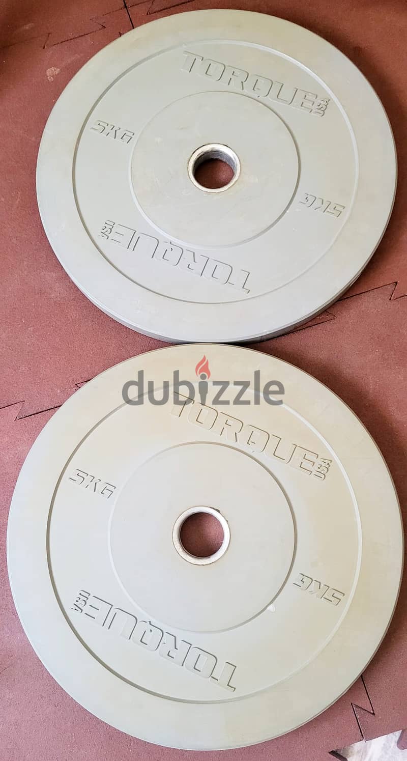 Olympic Rubber Bumper Plates- 5KG each- (2) pieces- Full Size 1