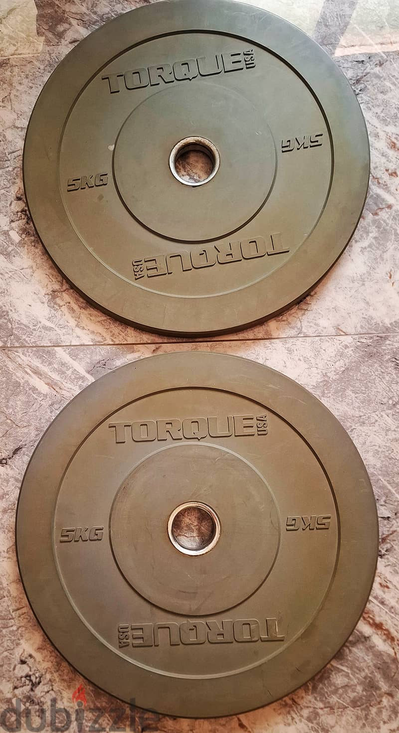 Olympic Rubber Bumper Plates- 5KG each- (2) pieces- Full Size 2