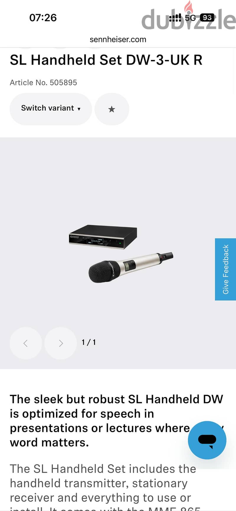 Genuine Sennheiser wireless mic brand new 8